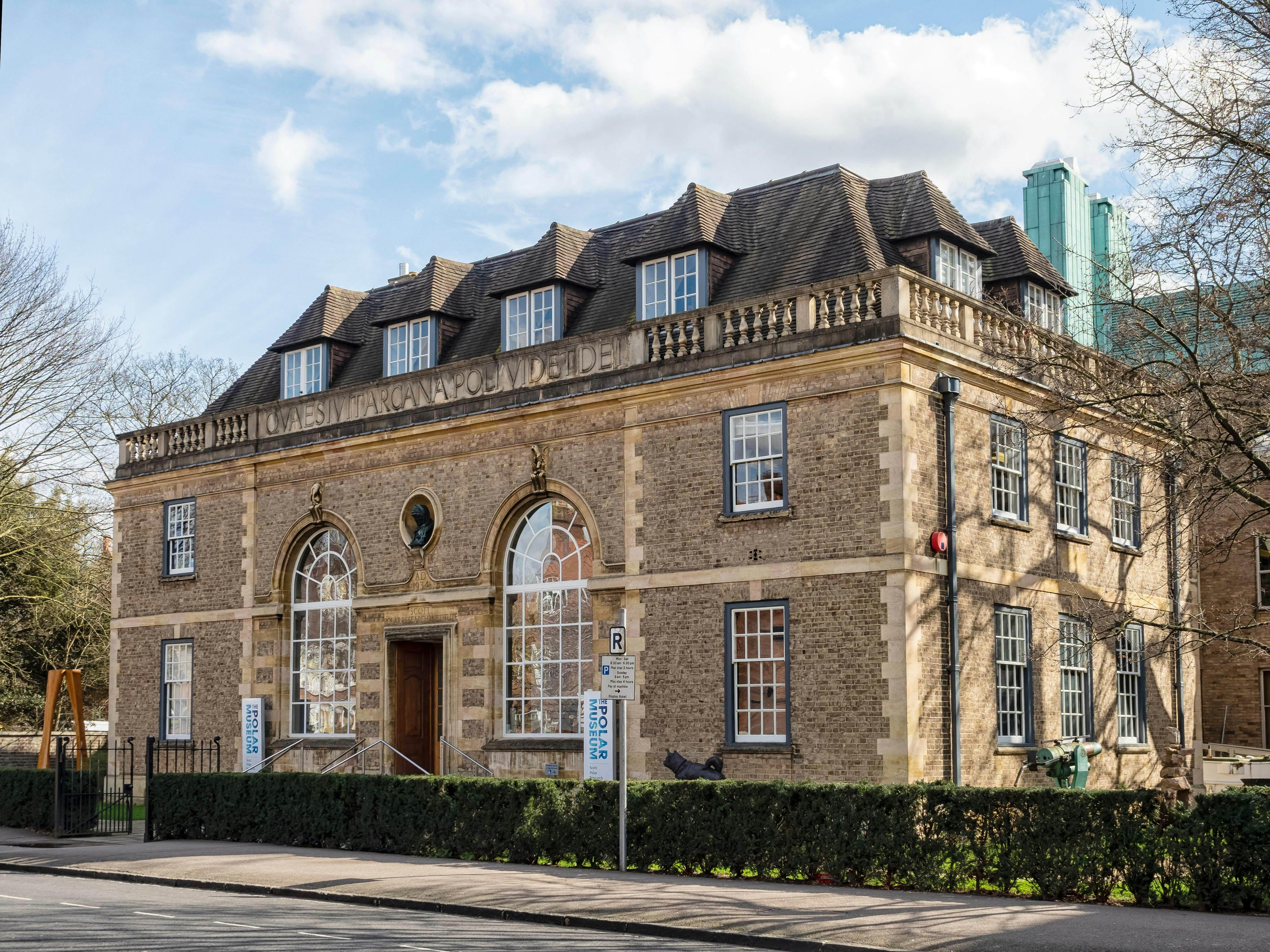 CAMBRIDGE, UK - 03.11.2020:  Exterior view of the Polar Museum  at the Scott Polar Research Institute on on Lensfield Road